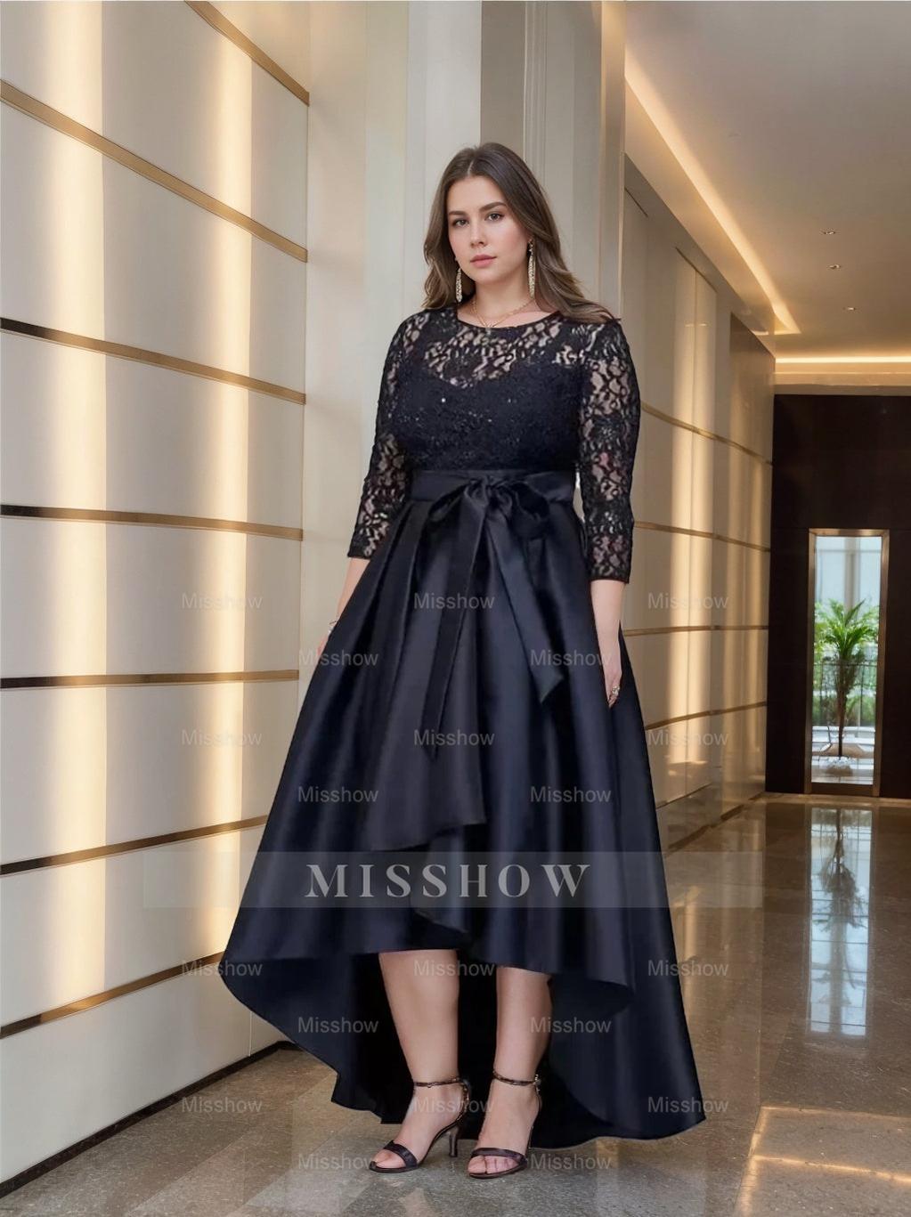 Asymmetrical Plus Size Mother of the Bride A-Line/Princess Scoop Dress