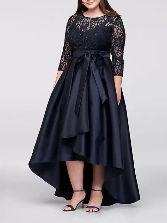 Asymmetrical Plus Size Mother of the Bride A-Line/Princess Scoop Dress