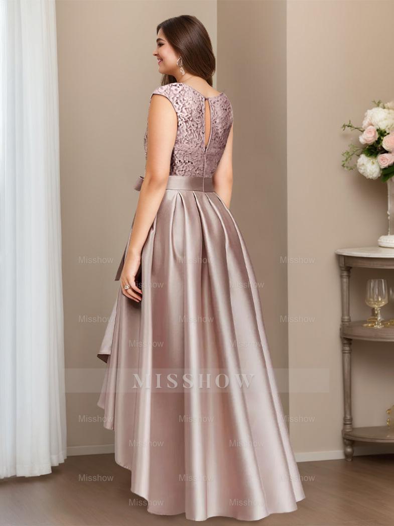 Asymmetrical Princess A-Line Sleeveless Mother Of The Bride Dress With Jewel Neck And Pleats