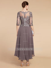 Asymmetrical Scoop A-Line Mother of the Bride Princess Dresses