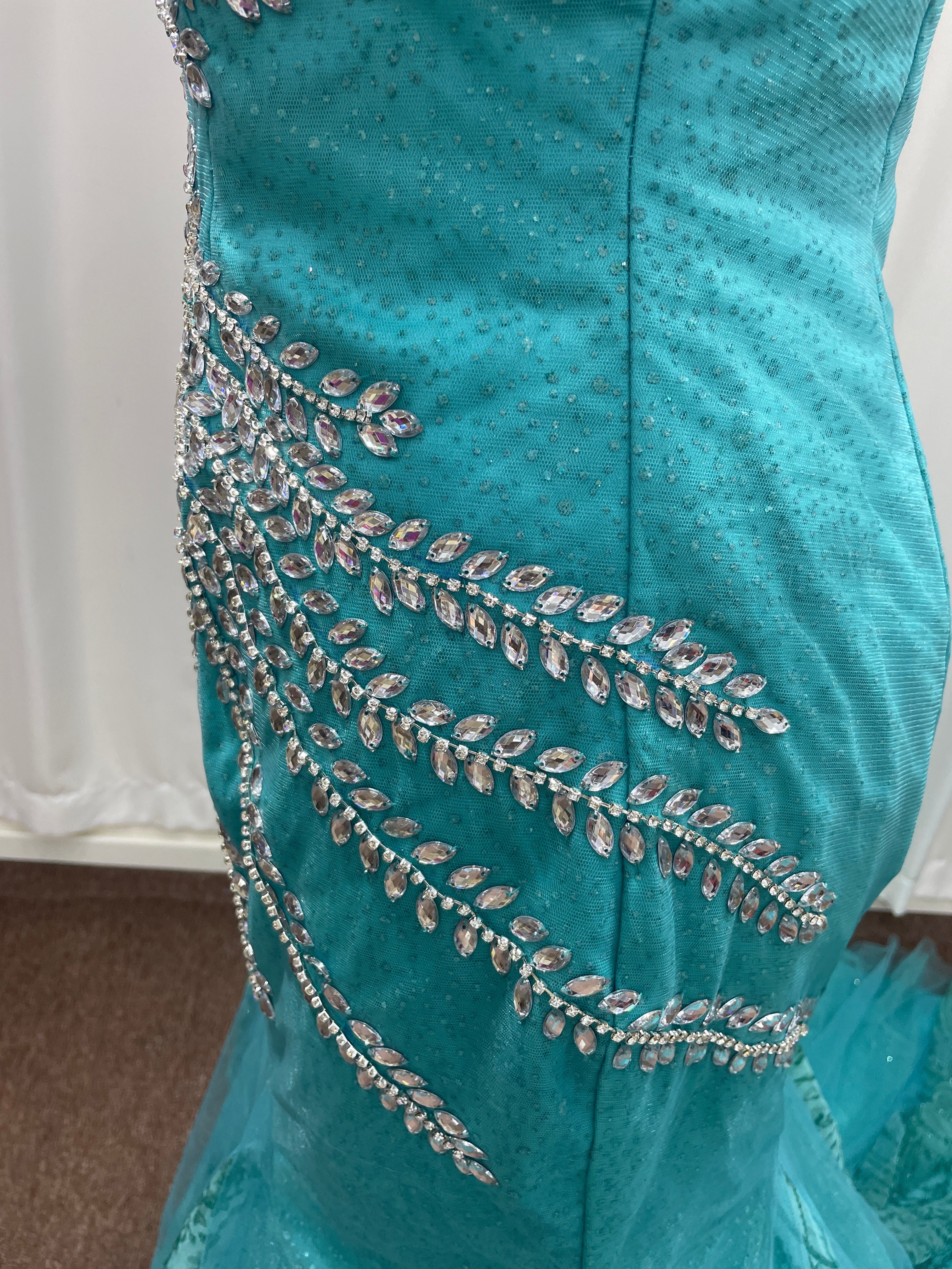 Attractive Blue Off-the-Shoulder Sweetheart Mermaid Evening Dresses with Rhinestones