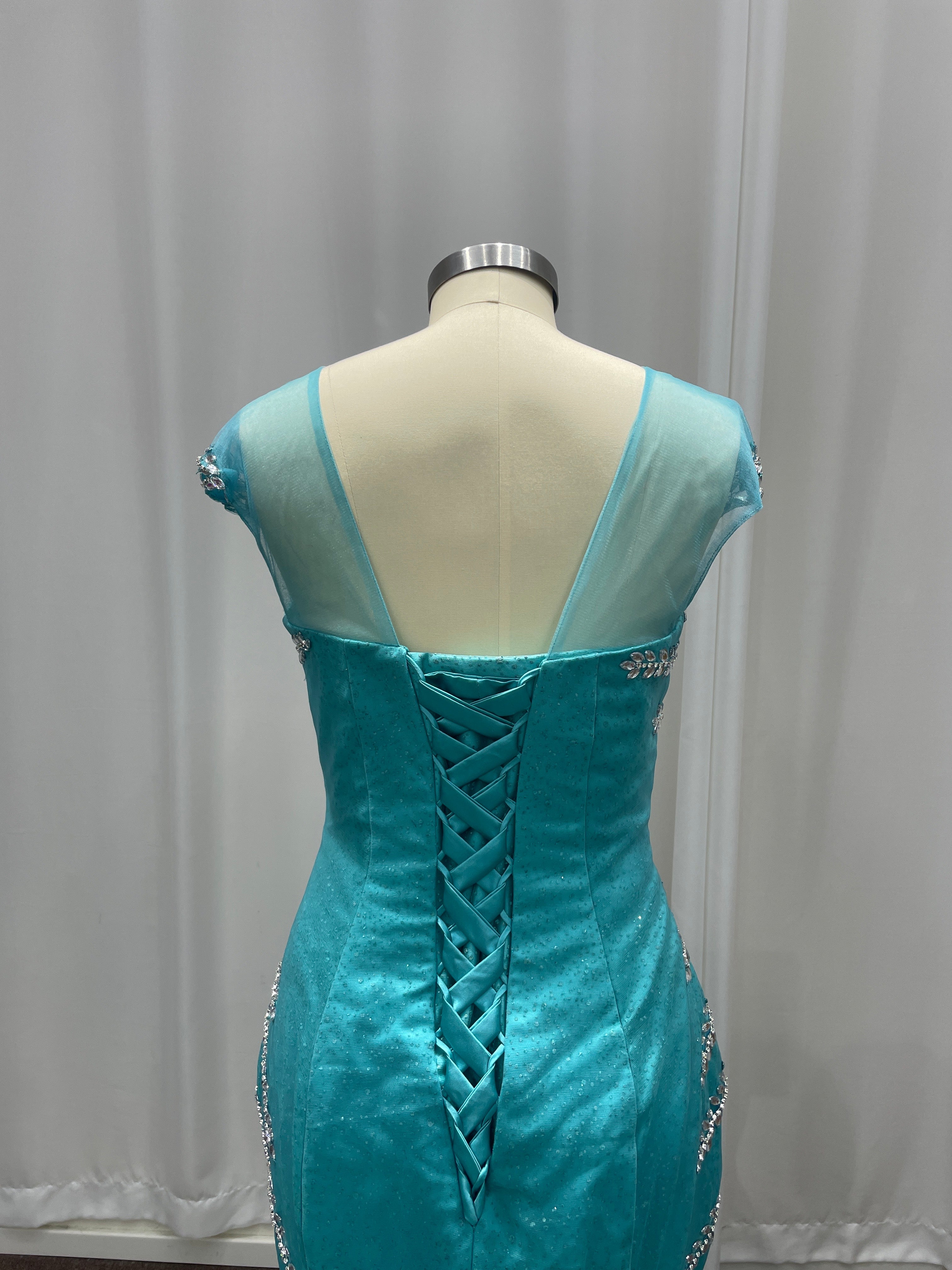 Attractive Blue Off-the-Shoulder Sweetheart Mermaid Evening Dresses with Rhinestones