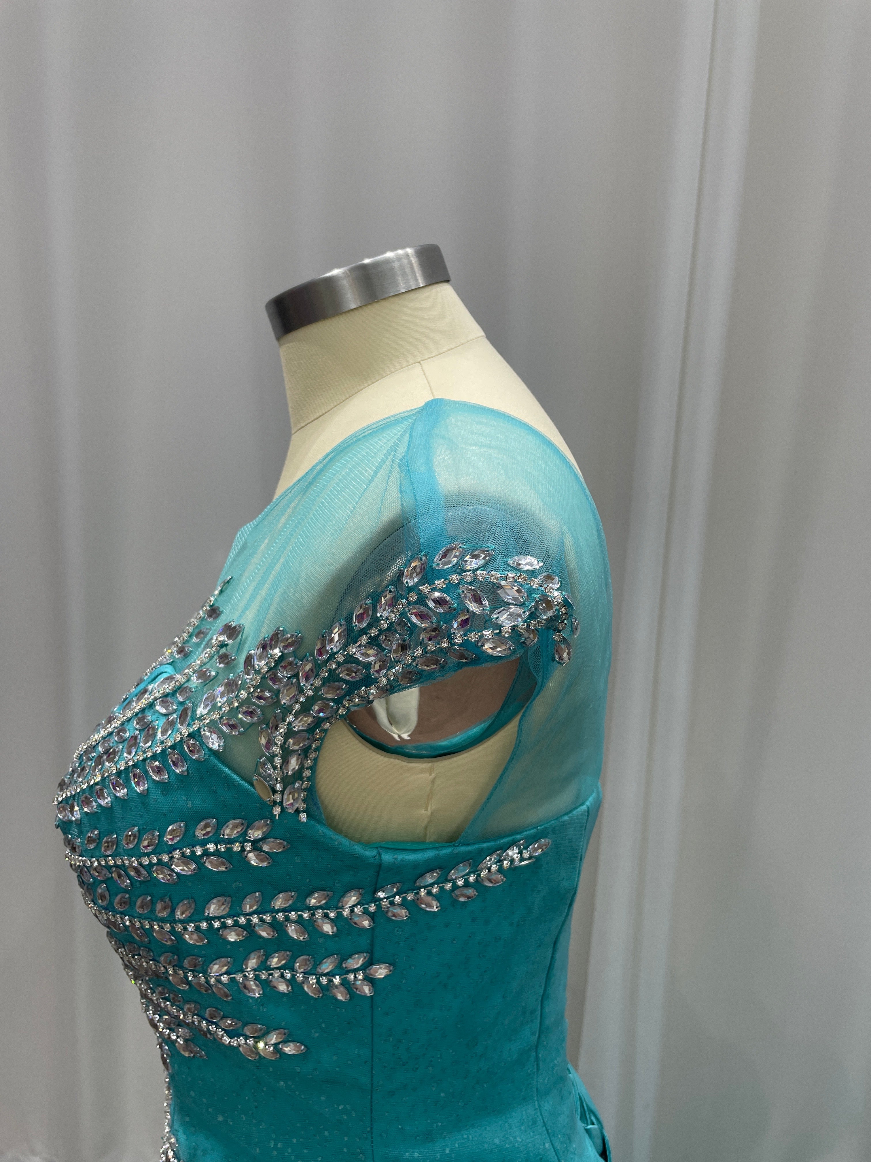 Attractive Blue Off-the-Shoulder Sweetheart Mermaid Evening Dresses with Rhinestones