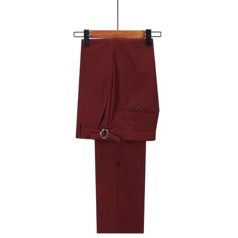 Attractive Burgundy Peak Lapel Double Breasted Prom Suit