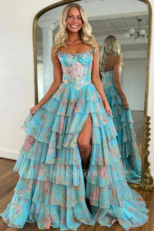 yellow corset prom dress Attractive Long Yellow A-line Strapless Corset Prom Dress with Slit