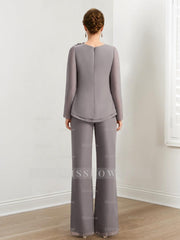 Beaded and Ruffled Chiffon Pantsuits for the Mother of the Bride