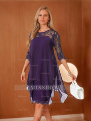 Beautiful Knee-Length Mother of the Bride Sheath/Column Jewel Neck Dress