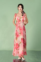 Beautiful Long A-line Sleeveless Printed Dress