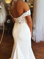 Beautiful Long Mermaid Sleeveless Wedding Dress With Lace