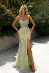 Sage sweetheart split-front mermaid prom dress
