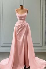 Blushing pink square beaded A-line wedding dress