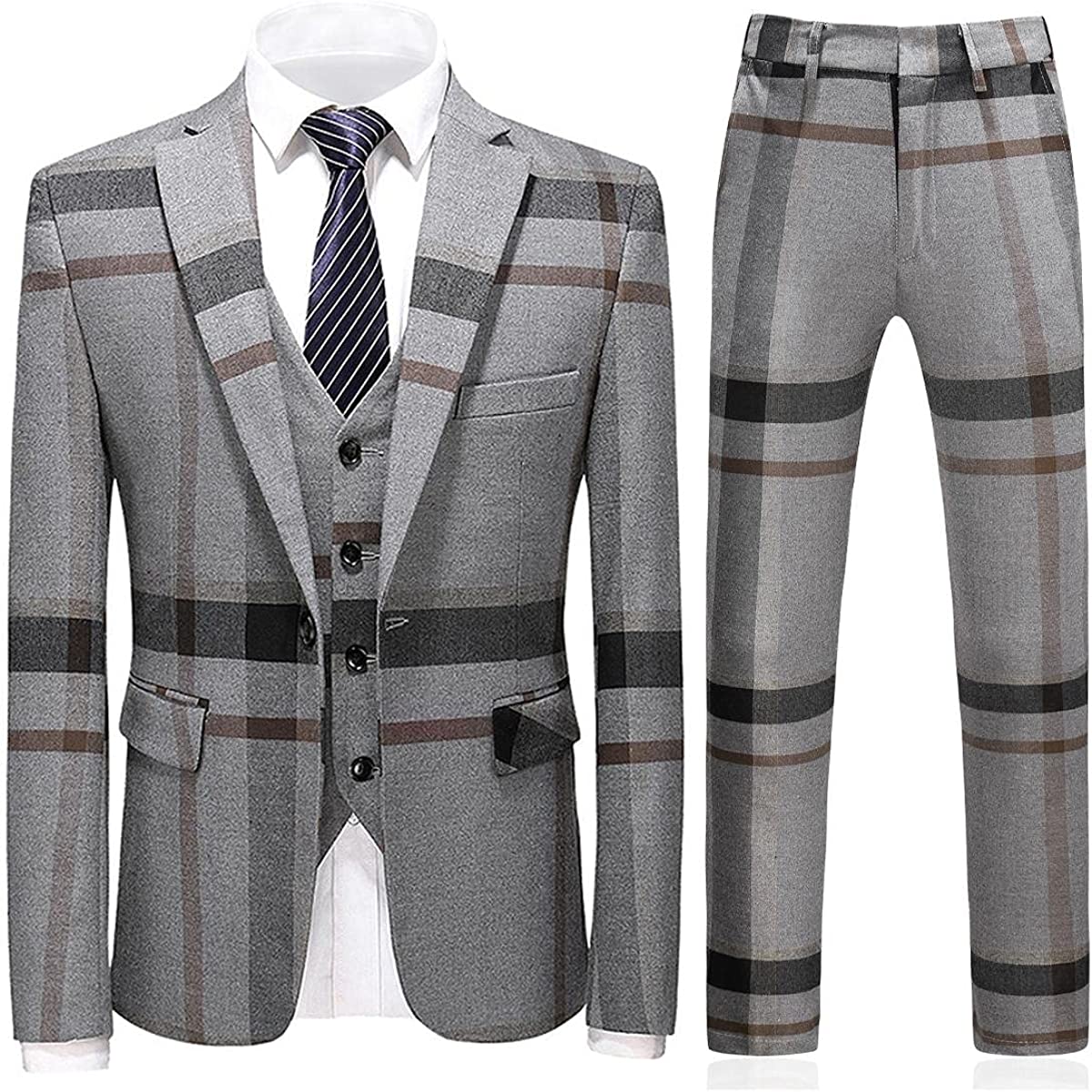 Bespoke Gray Notch Lapel Three-Piece Business Suit for Men