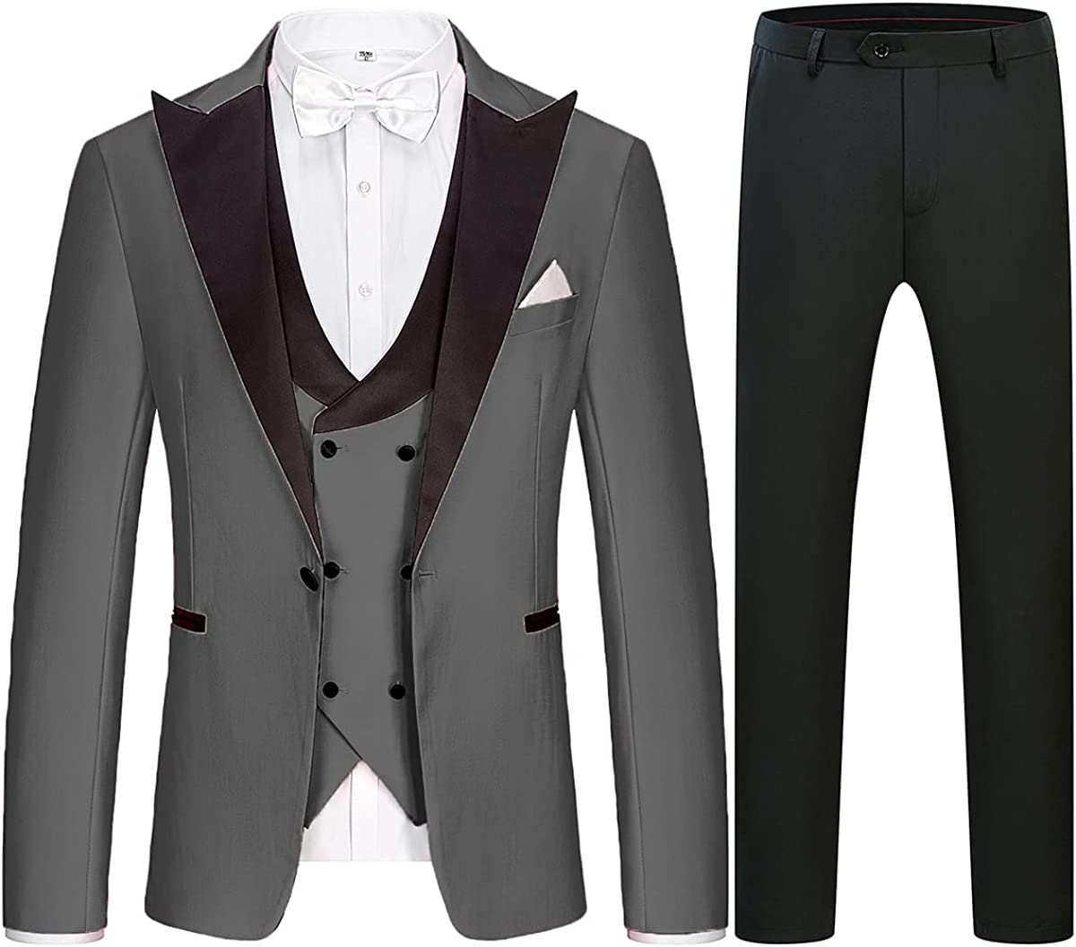 Bespoke Gray Three-Piece Peaked Lapel Business Suit