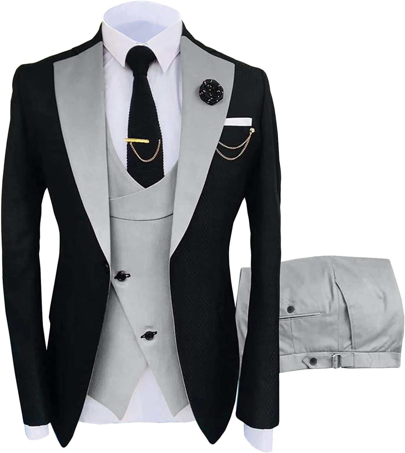 Bespoke Light Gray Shawl Lapel Three-Piece Prom Suit