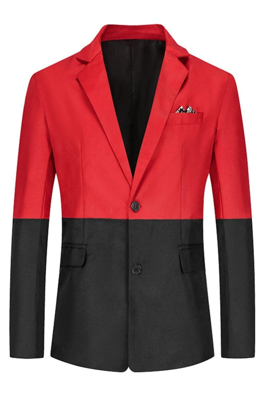 Black And Red Fashionable Notched Lapel Two-Piece Prom Suit