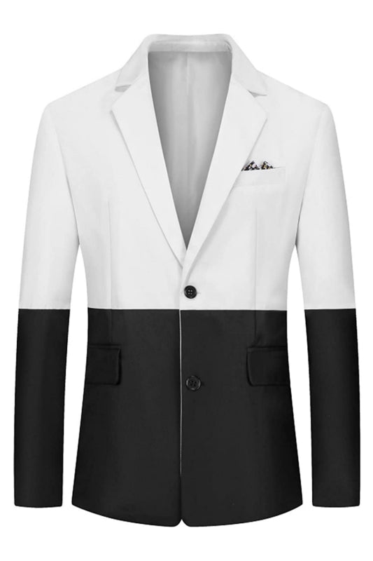 Black And White Notched Lapel Two Piece Elegant Prom Suit