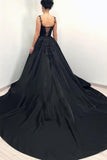 Black Ball gown Puffy Evening Dress with Straps