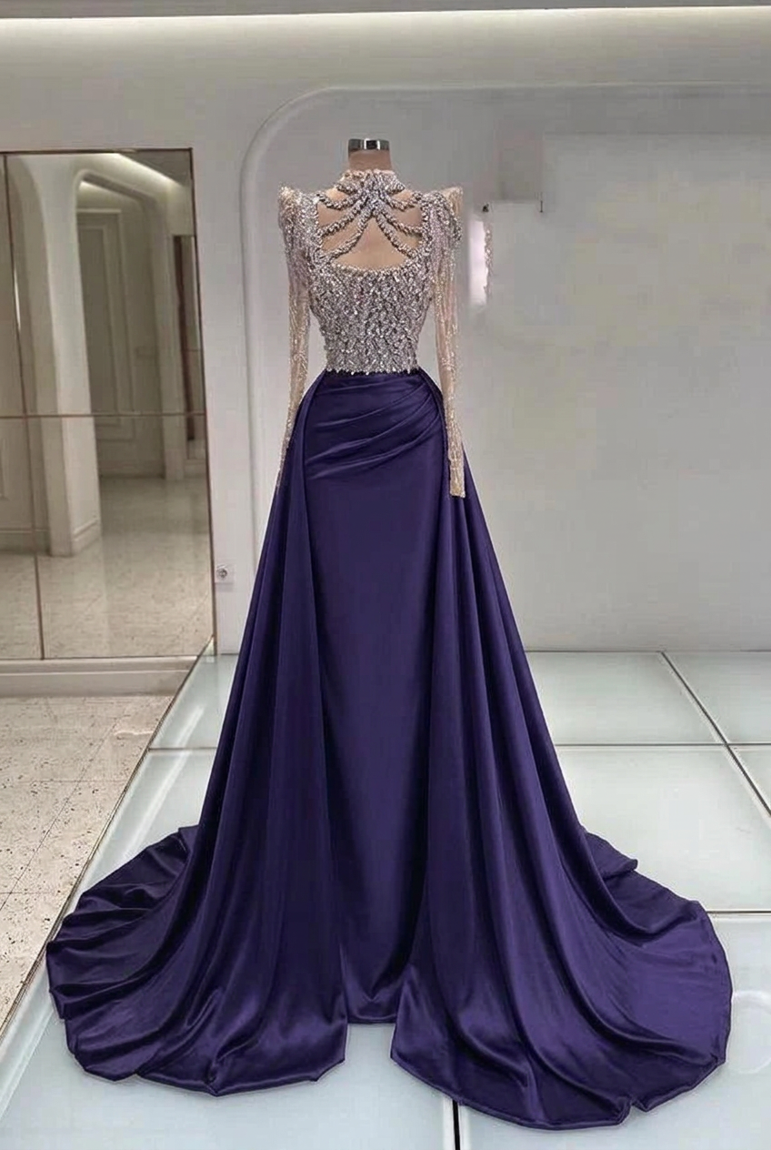 Regency high neck rhinestone mermaid evening dress