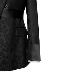 Black Jacquard Shawl Collar Double Breasted Bespoke Groom's Suit
