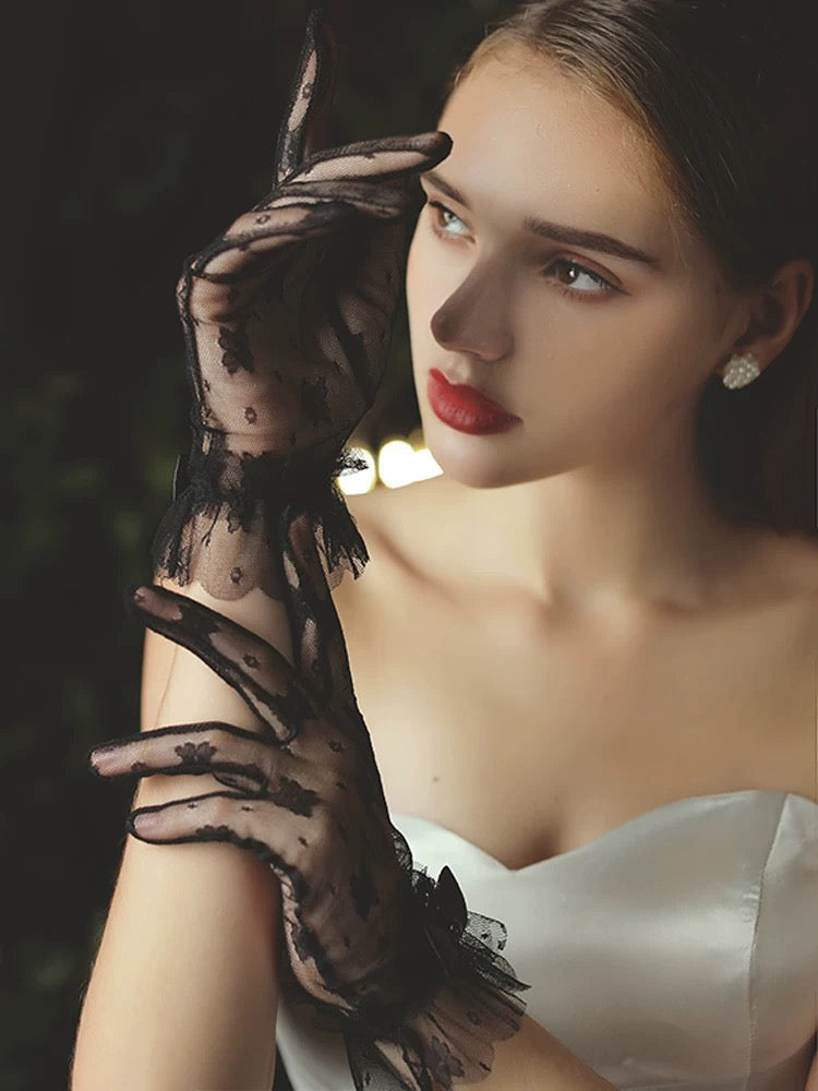 Black Lace Wedding Gloves