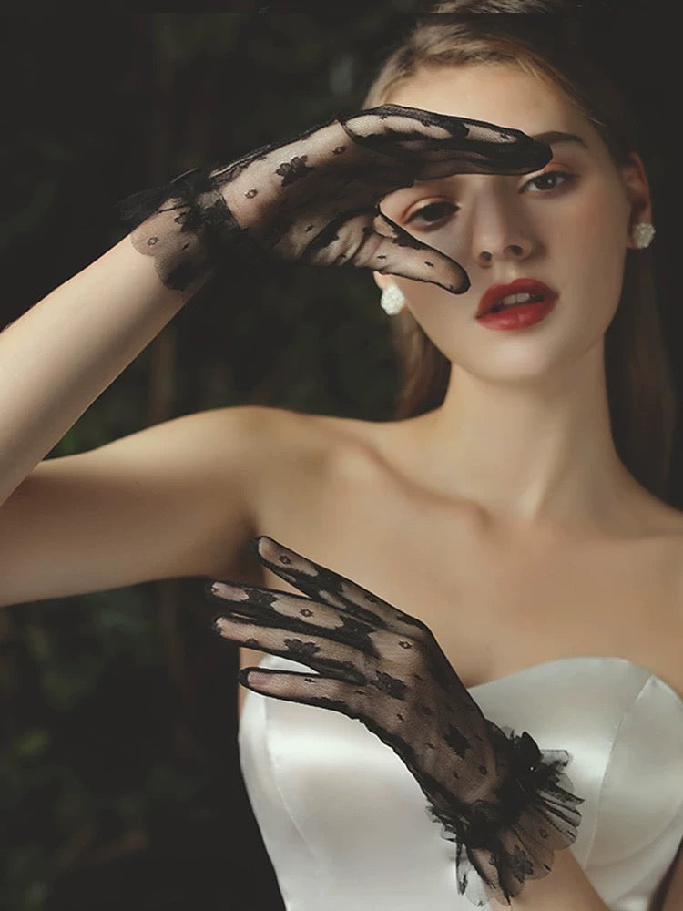 Black Lace Wedding Gloves