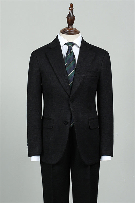 Black Notch Lapel Two-Piece Formal Business Suit