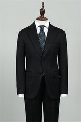 Black Notch Lapel Two-Piece Formal Business Suit