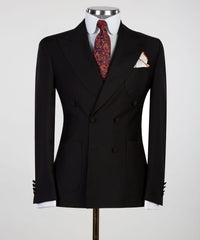Black Peak Lapel Double Breasted Business Men’s Suits