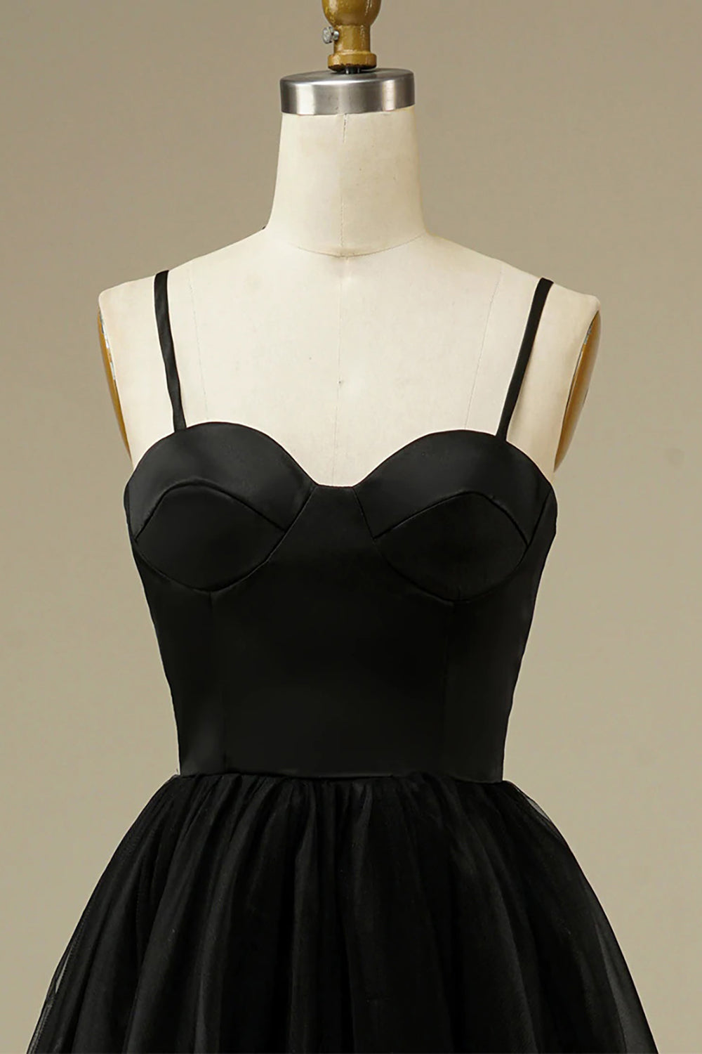 Black sweetheart tulle A-line prom dress