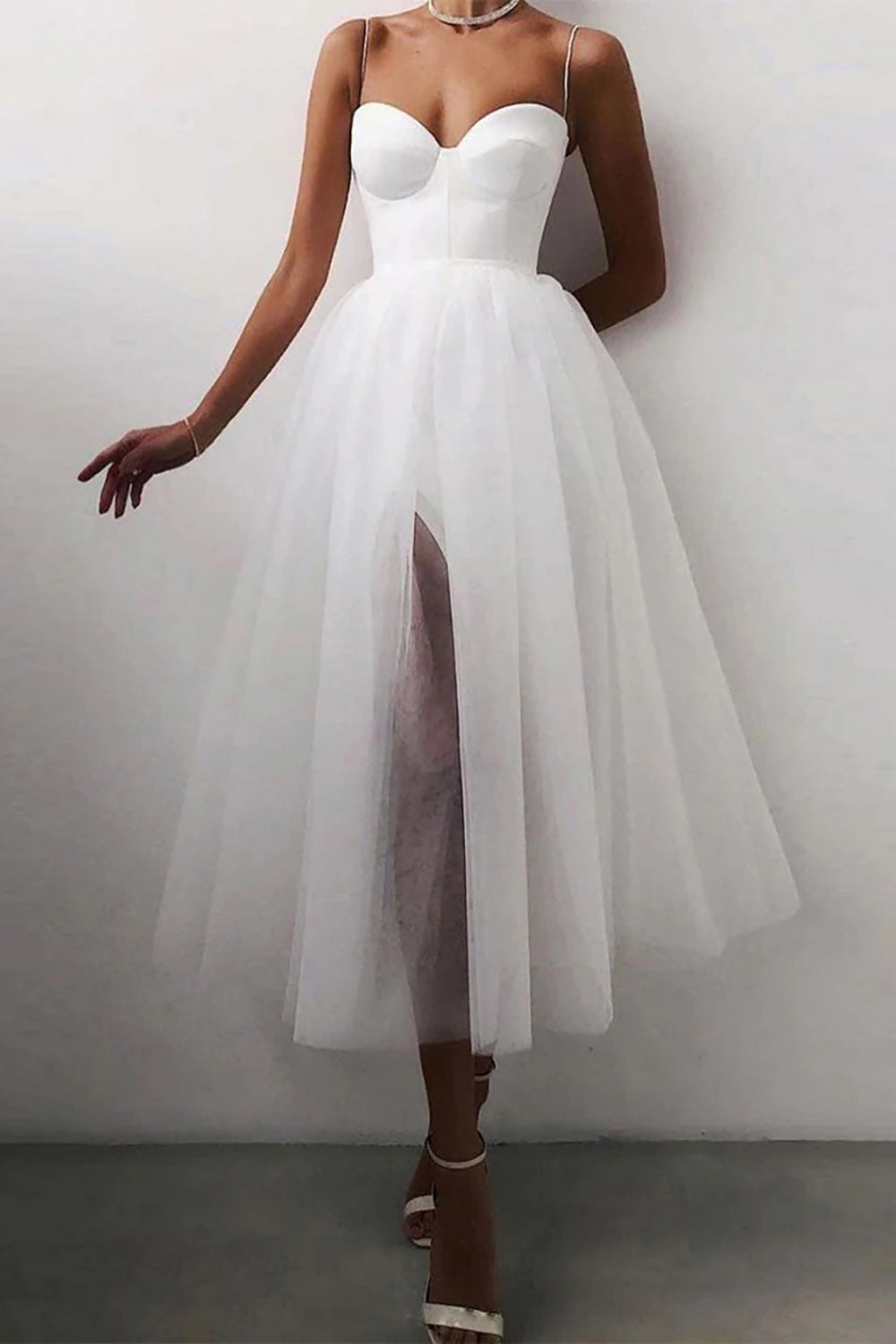 Black sweetheart tulle A-line prom dress