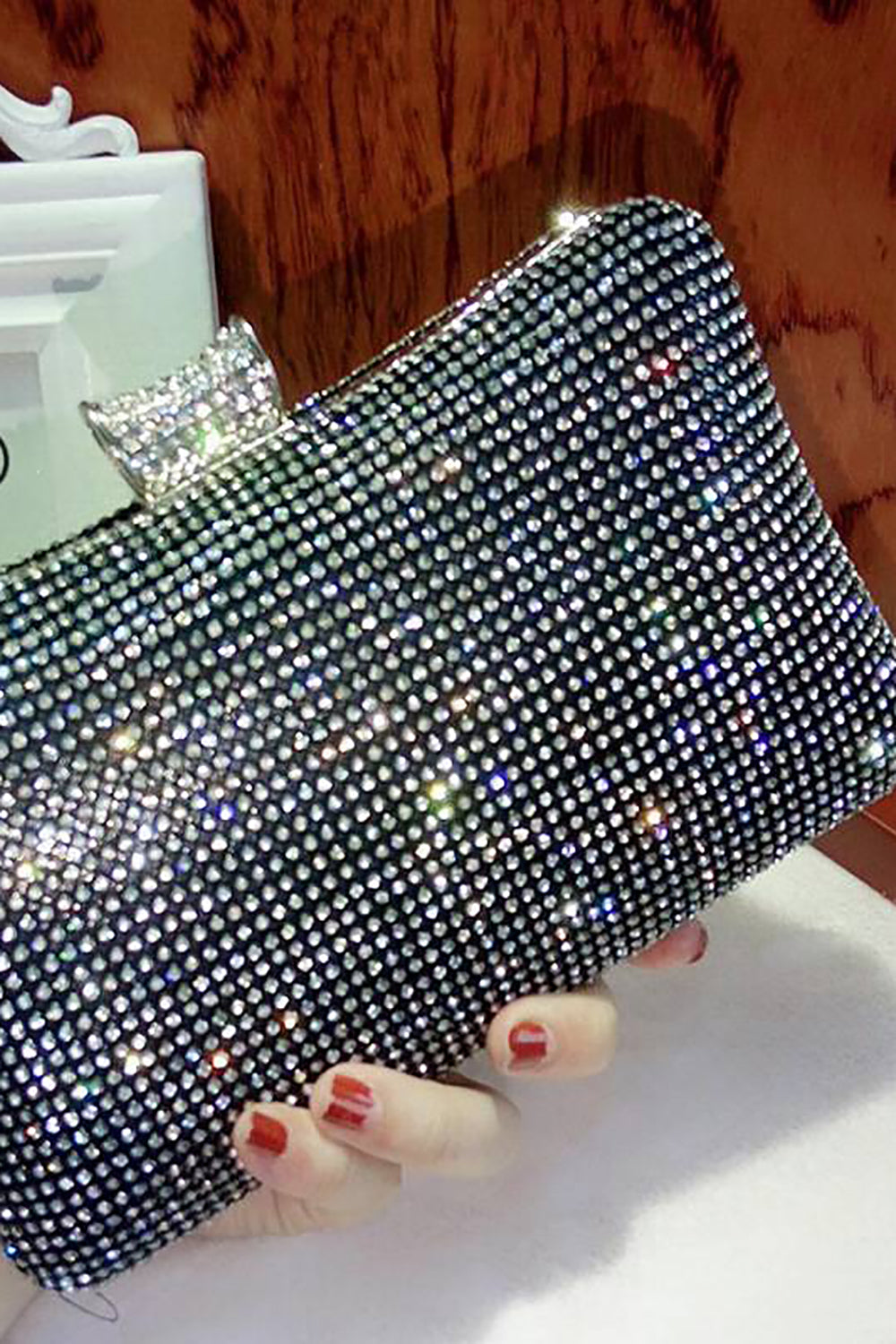 Black Spakly Rhinestone Evening Handbag