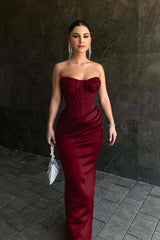 Black Strapless Sleeveless Sweetheart Long Formal Dress With Pleated