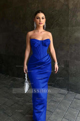 Black Strapless Sleeveless Sweetheart Long Formal Dress With Pleated