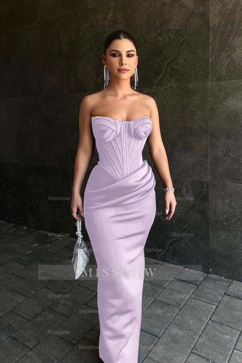 Black Strapless Sleeveless Sweetheart Long Formal Dress With Pleated