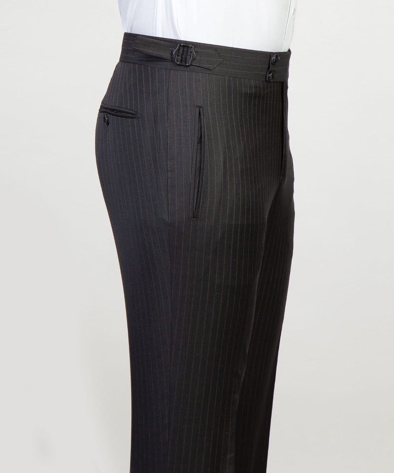 Black Striped Peaked Lapel Three-Piece Business Suit for Men