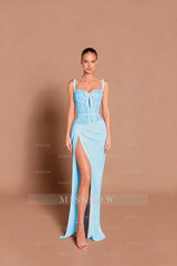 Black Sweetheart Sleeveless Lace Corset Mermaid Satin Pleated Floor Formal Evening Gown