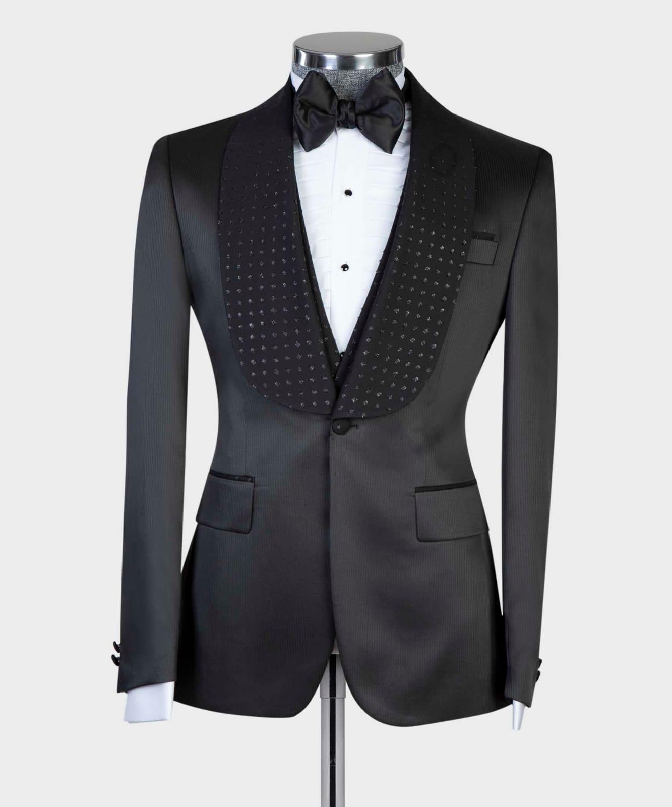 Black Two-Piece Shawl Lapel Custom Wedding Suits