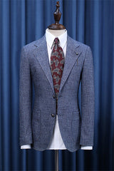 Blue Notch Lapel Two-Piece Slim Fit Business Suit for Men