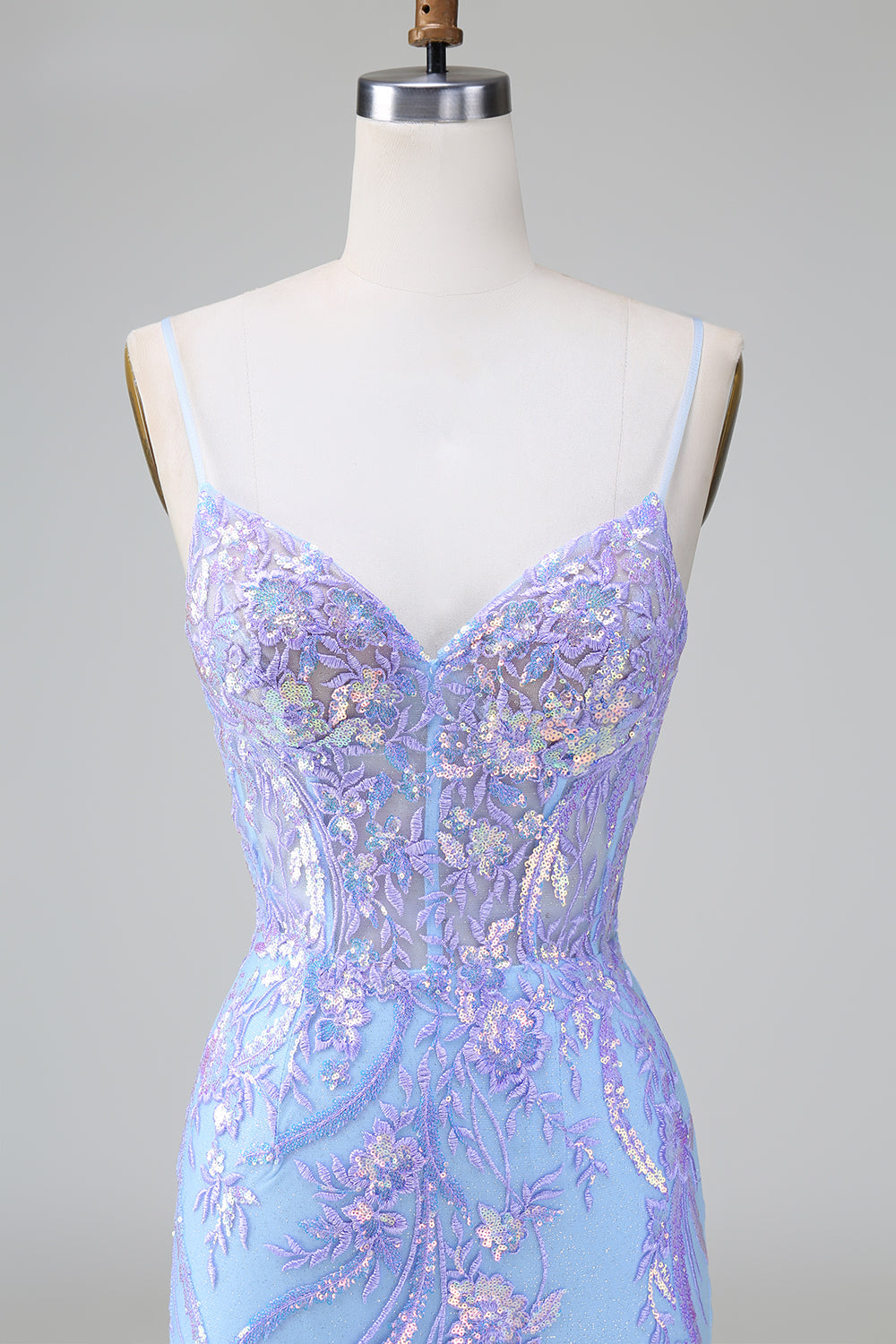 Blue Spaghetti Straps Sequins Bodycon Short Homecoming Dress