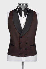 Brown Shawl Collar Three-Piece Men's Wedding Attire