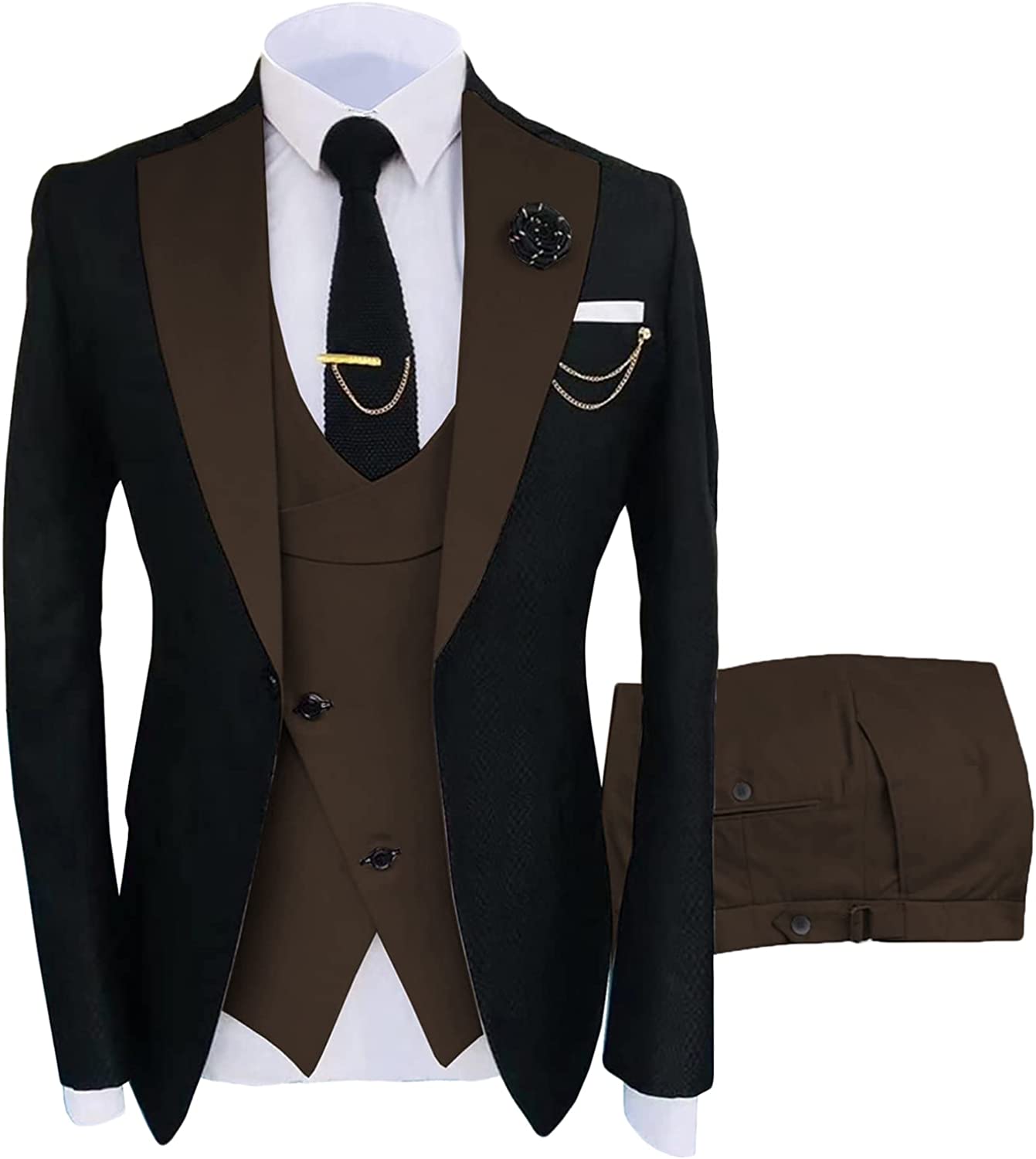 Brown Shawl Lapel Close-Fitting Three-Piece Prom Suit For Men Brown Shawl Lapel Close-Fitting Three-Piece Prom Suit For Men