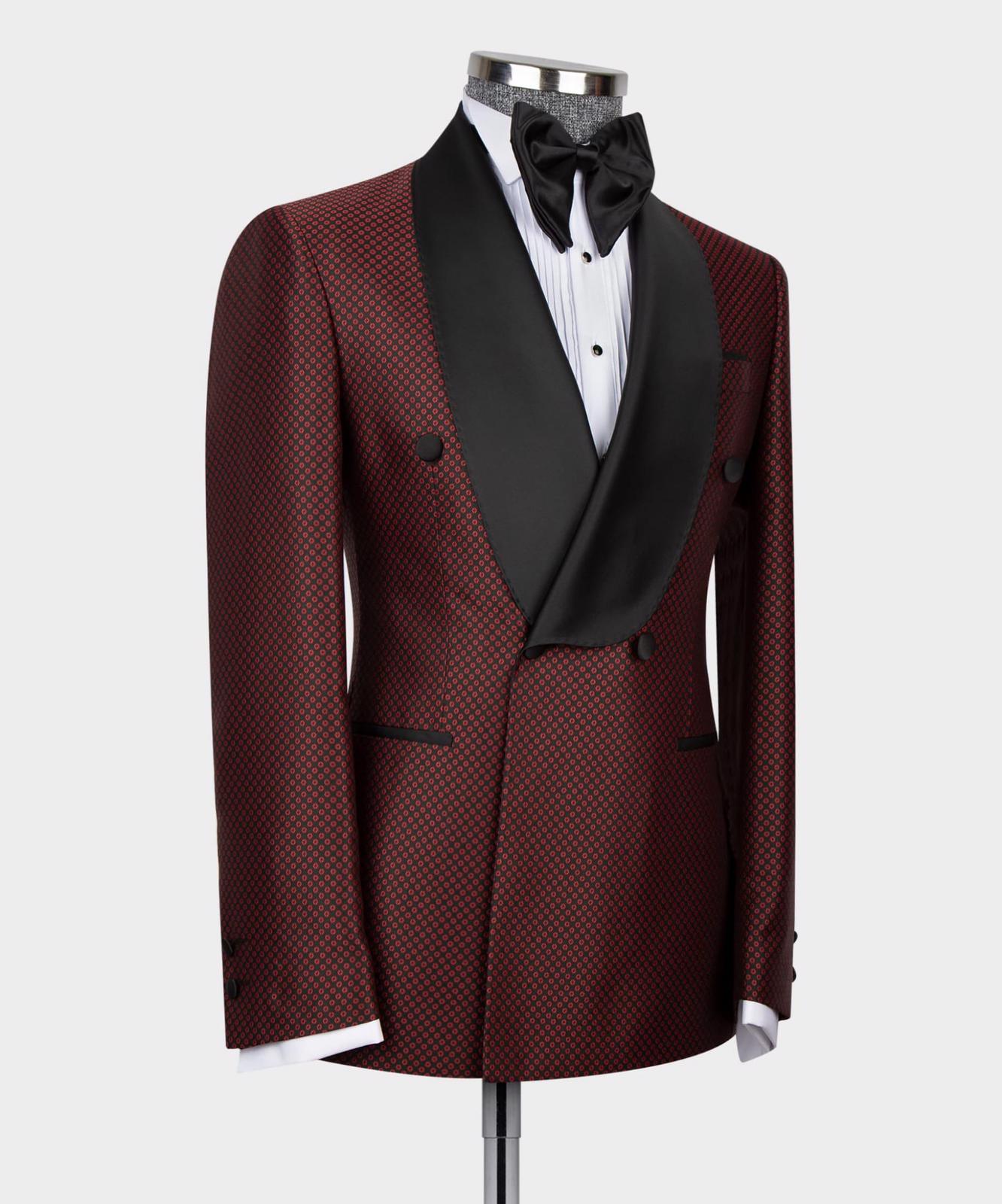 Burgundy Chic Shawl Collar Two-Piece Prom Suit for Men