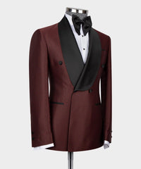 Burgundy Chic Shawl Collar Two-Piece Prom Suit for Men
