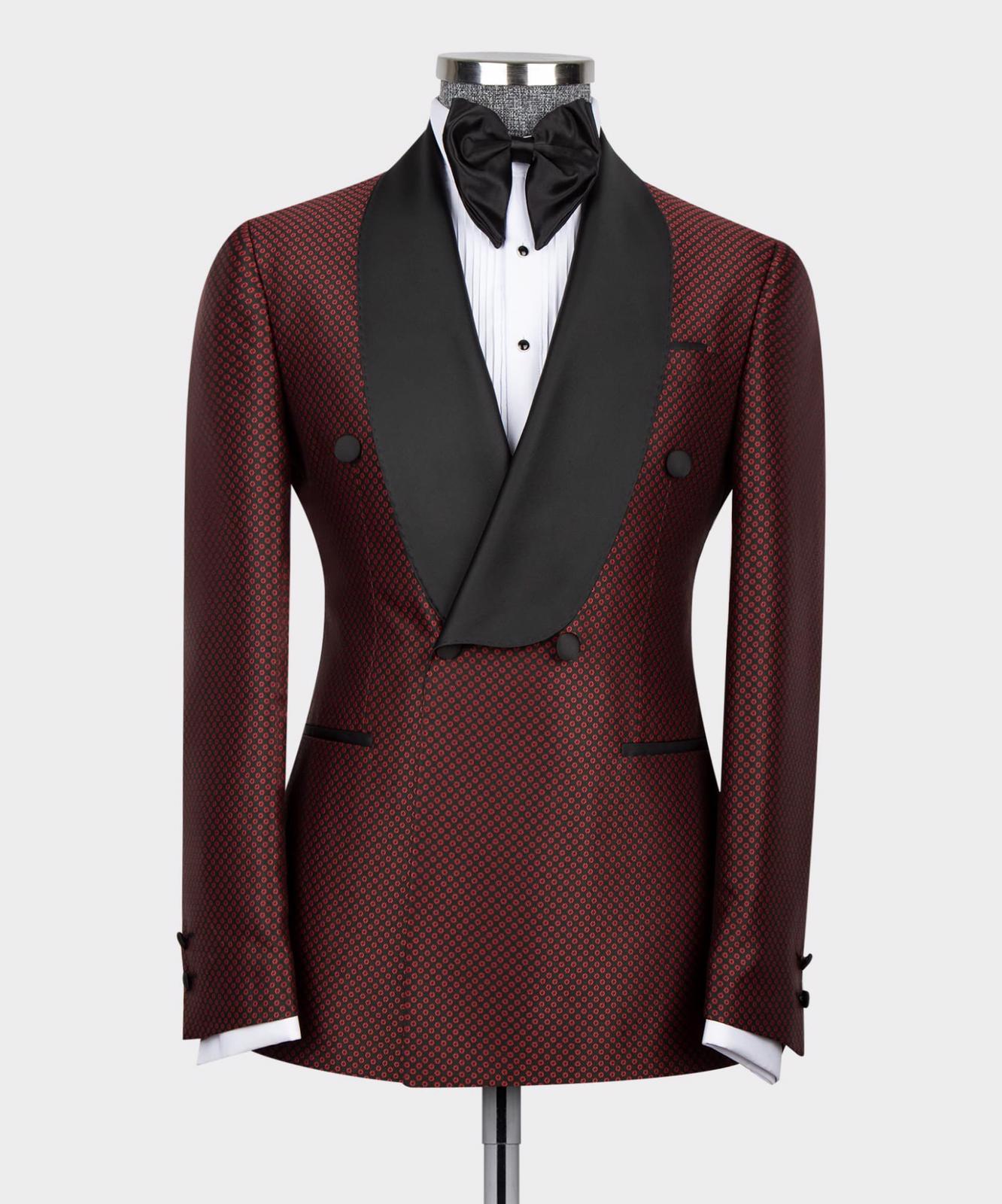 Burgundy Chic Shawl Collar Two-Piece Prom Suit for Men