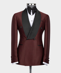 Burgundy Chic Shawl Collar Two-Piece Prom Suit for Men