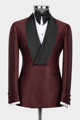 Burgundy Chic Shawl Collar Two-Piece Prom Suit for Men