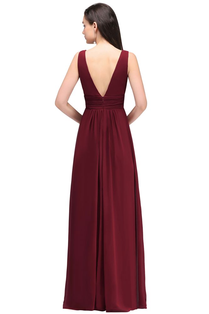 Burgundy Chiffon Sheath V Neck Long Evening Dresses | MISSHOW misshow.com Burgundy Chiffon Sheath V Neck Long Evening Dresses | MISSHOW misshow.com