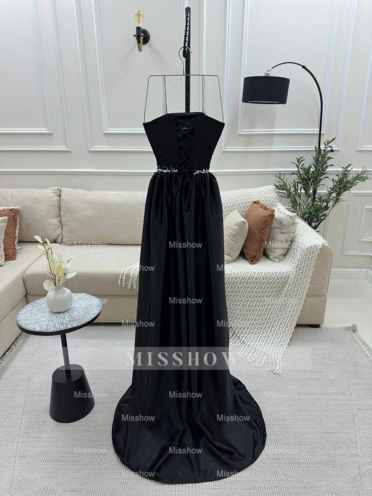 Burgundy Strapless Sleeveless Beaded A-line Velvet Floor Length Formal Evening Gown