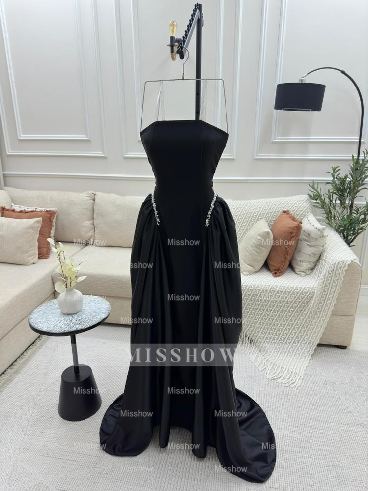 Burgundy Strapless Sleeveless Beaded A-line Velvet Floor Length Formal Evening Gown