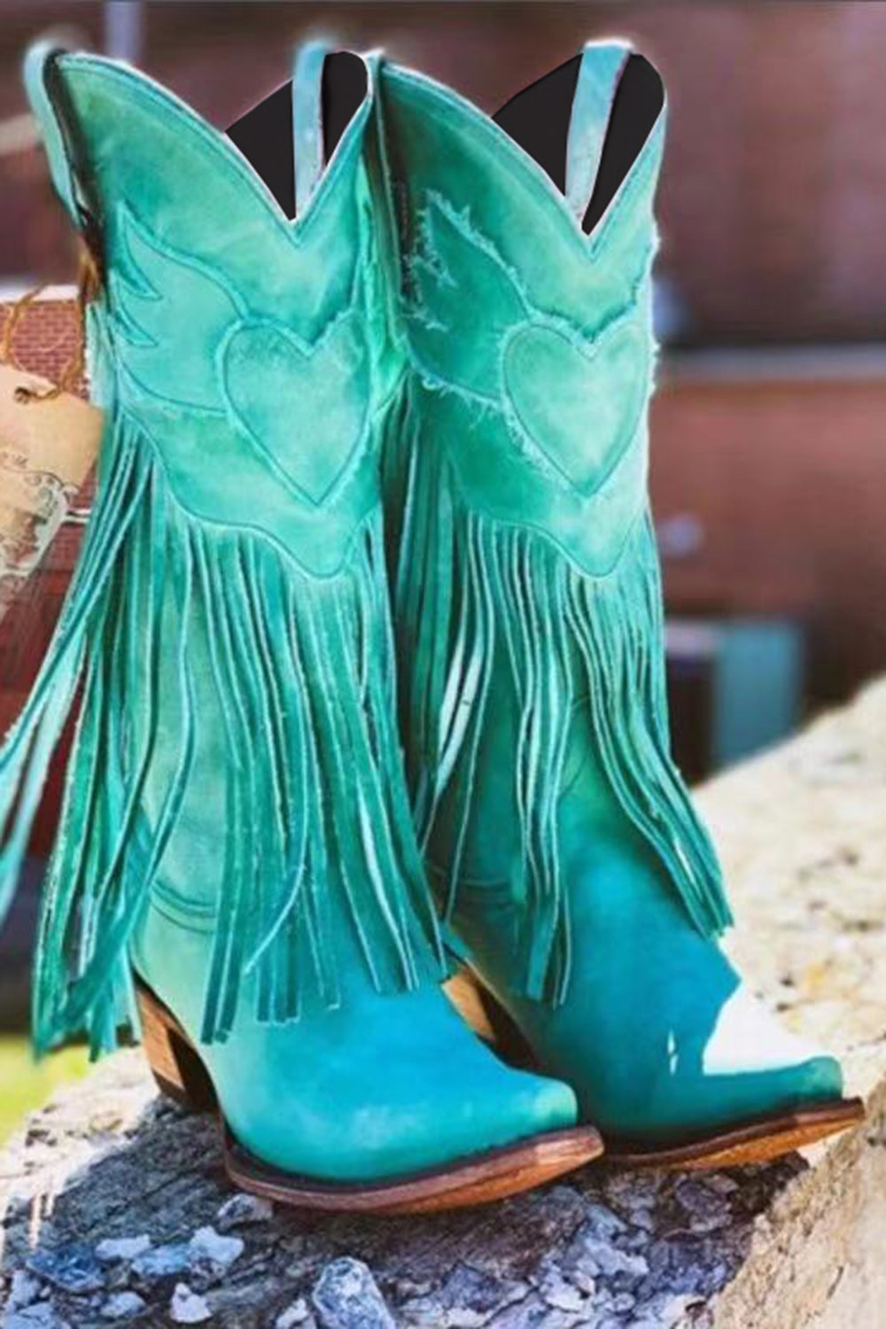 Dark Red Fringed Ankle Boots